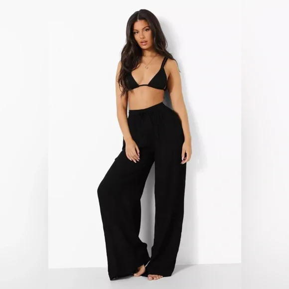 Joie black silk pants wide leg palazzo - Picture 12 of 14